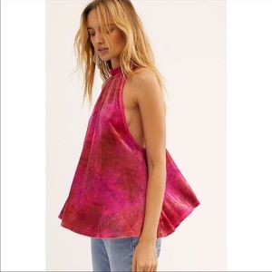 Free people Pink Velvet Heartbreaker halter tank